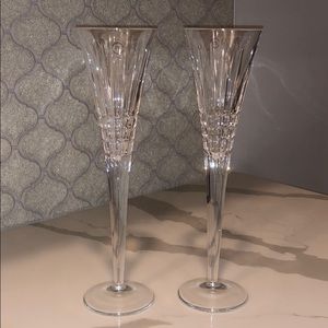 Set of 2 Tiffany & Co. crystal Champagne flutes